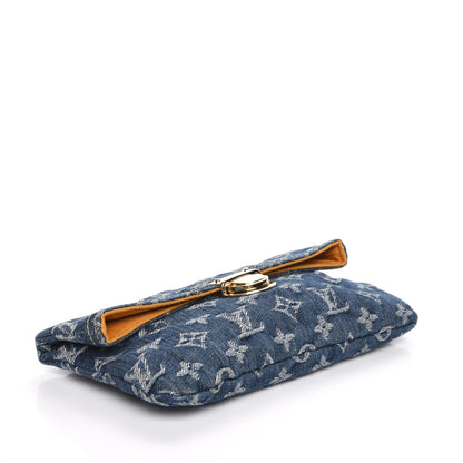 Louis Vuitton Monogram Denim Pochette Plat Clutch Blue 4 of 7