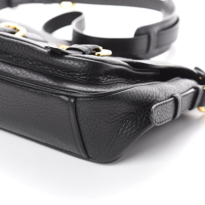 Prada Vitello Daino Double Buckle Messenger Bag Black 8 of 8