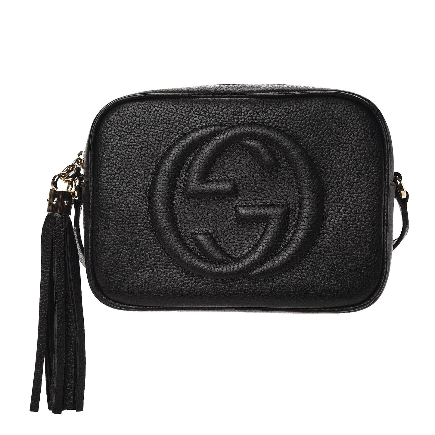 Pebbled Calfskin Small Soho Disco Bag Black