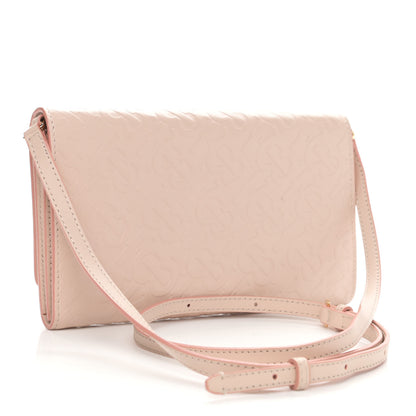 Burberry Calfskin Embossed Monogram Crossbody Light Pink 3 of 12