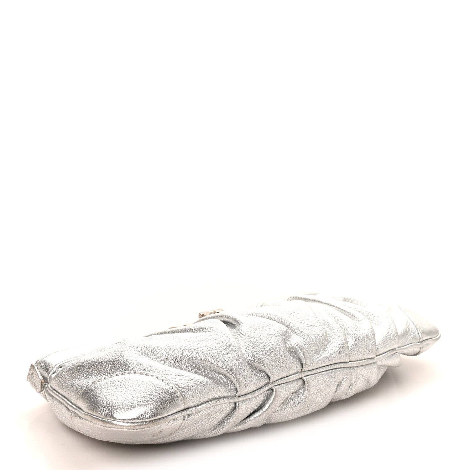 Salvatore Ferragamo Metallic Calfskin Small Gancini Clutch Silver 9 of 16