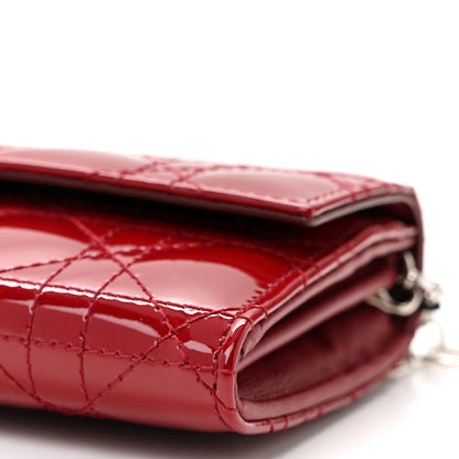 Christian Dior Patent Cannage Lady Dior Rendezvous Wallet On Chain Rouge Ceris 10 of 10