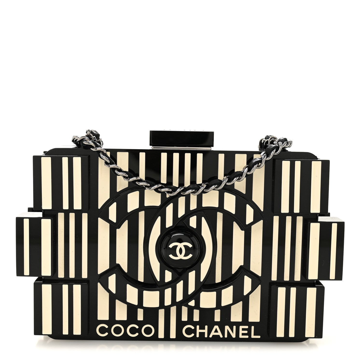Chanel Plexiglass Barcode Boy Brick Lego Clutch Black 1 of 10