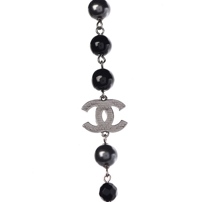 Chanel Ruthenium Beaded CC Long Necklace Black 5 of 6