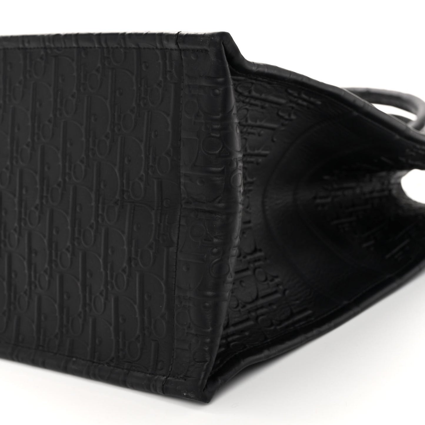 Oblique Calfskin Embossed Large Book Tote Black