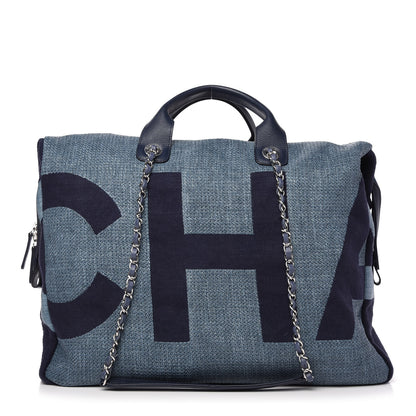 Chanel Canvas Maxi Bowling Bag Blue 1 of 9