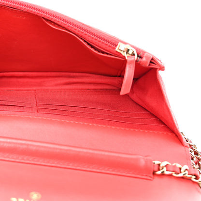 Chanel Lambskin Quilted Chain Around Wallet On Chain WOC Red 4 of 10