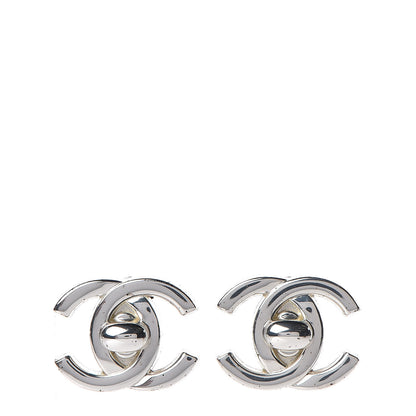 Chanel CC Turnlock Clip On Earrings Silver 1 of 5