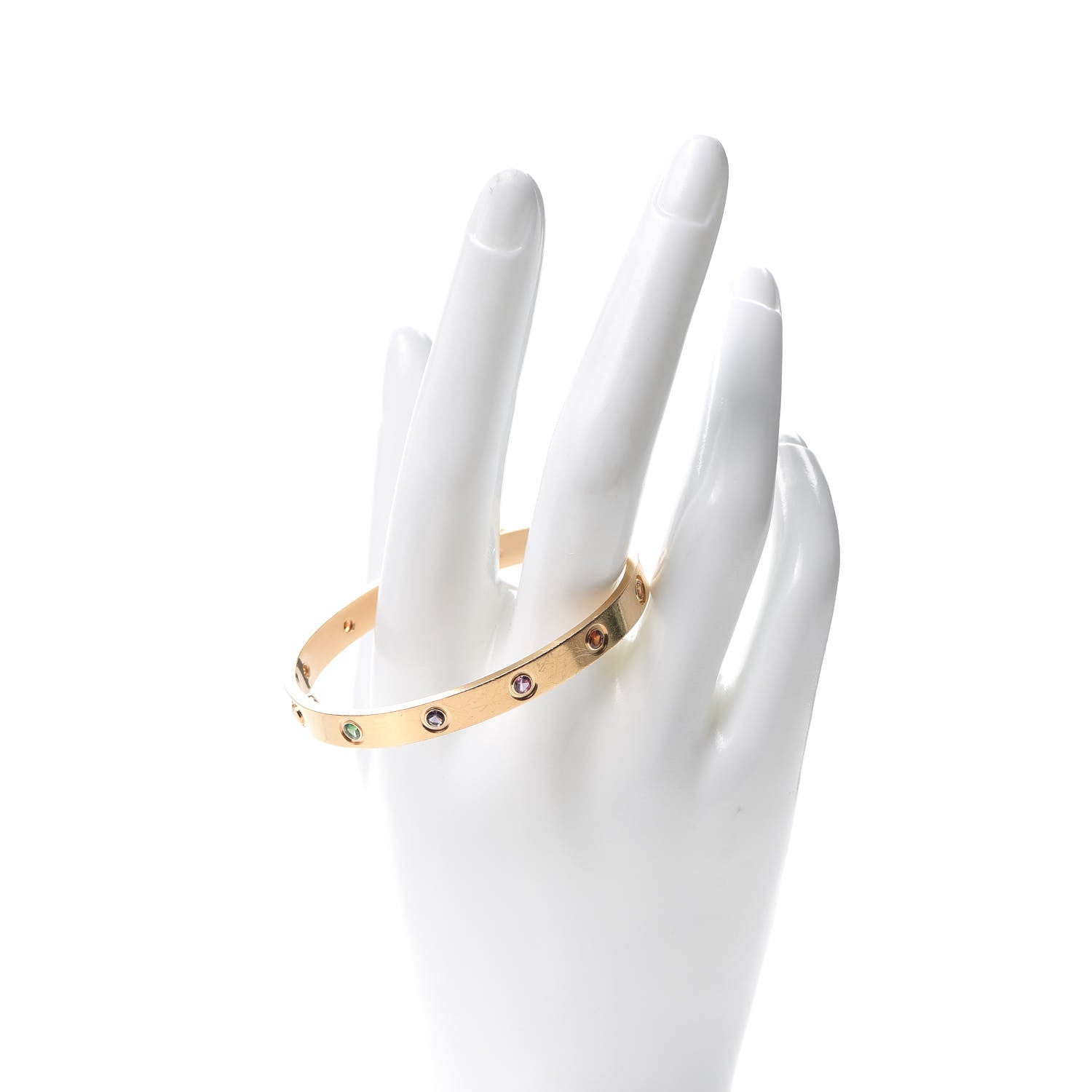 Cartier 18K Pink Gold Sapphire Garnet Amethyst LOVE Bracelet 16 2 of 8