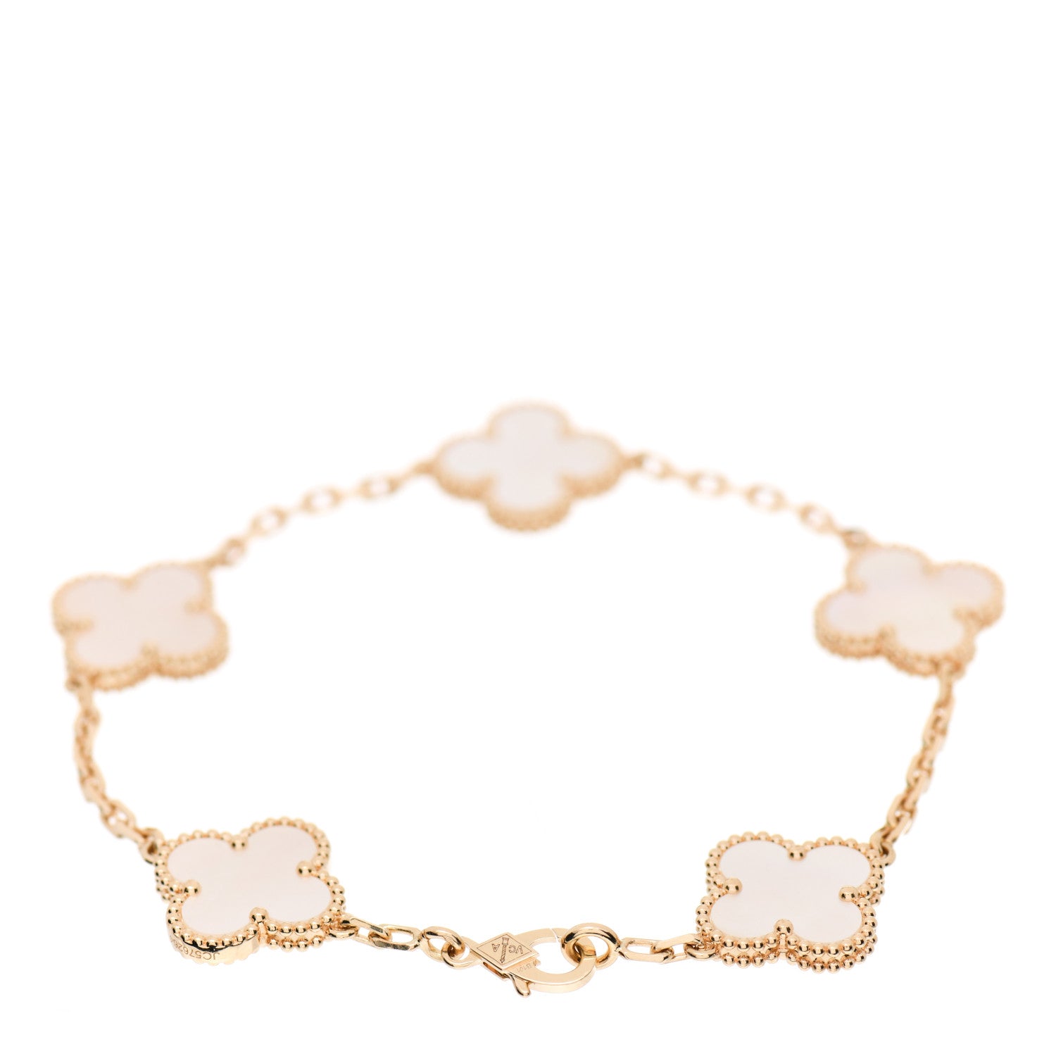 Van Cleef & Arpels 18K Yellow Gold Mother of Pearl 5 Motifs Vintage Alhambra Bracelet 2 of 5