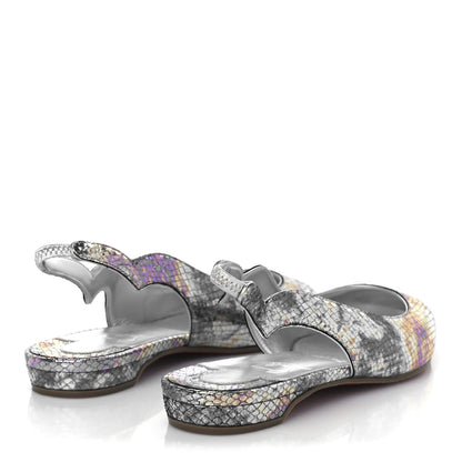 Christian Louboutin Metallic Snakeskin Embossed Hot Chickita Slingback Flats 37.5 Multicolor 5 of 9