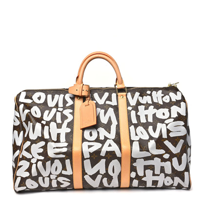 Louis Vuitton Monogram Graffiti Keepall 50 Silver 1 of 9