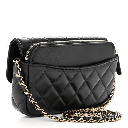 Chanel Lambskin Quilted Flap Phone Holder With Chain Black 3 of 13