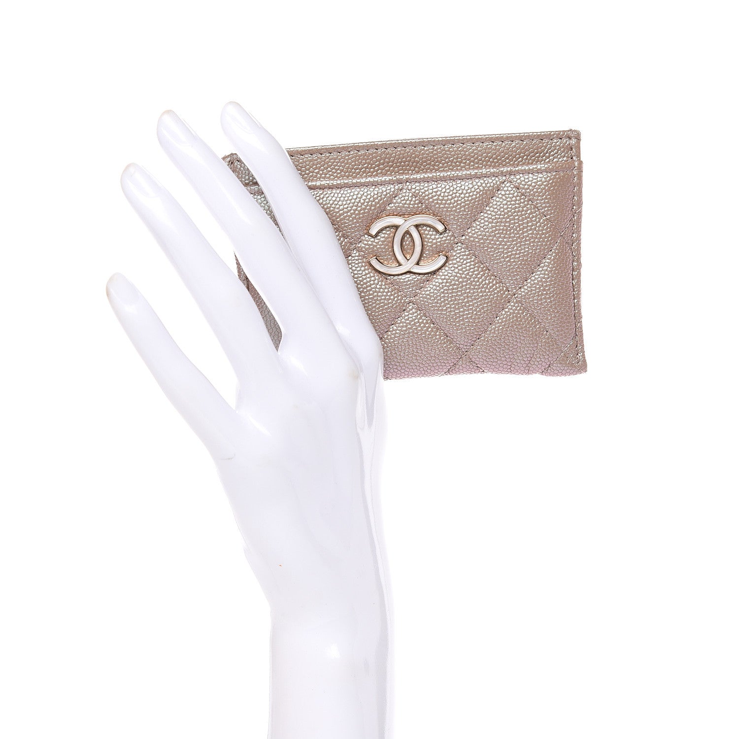Chanel Iridescent Caviar Quilted Card Holder Beige 2 of 13