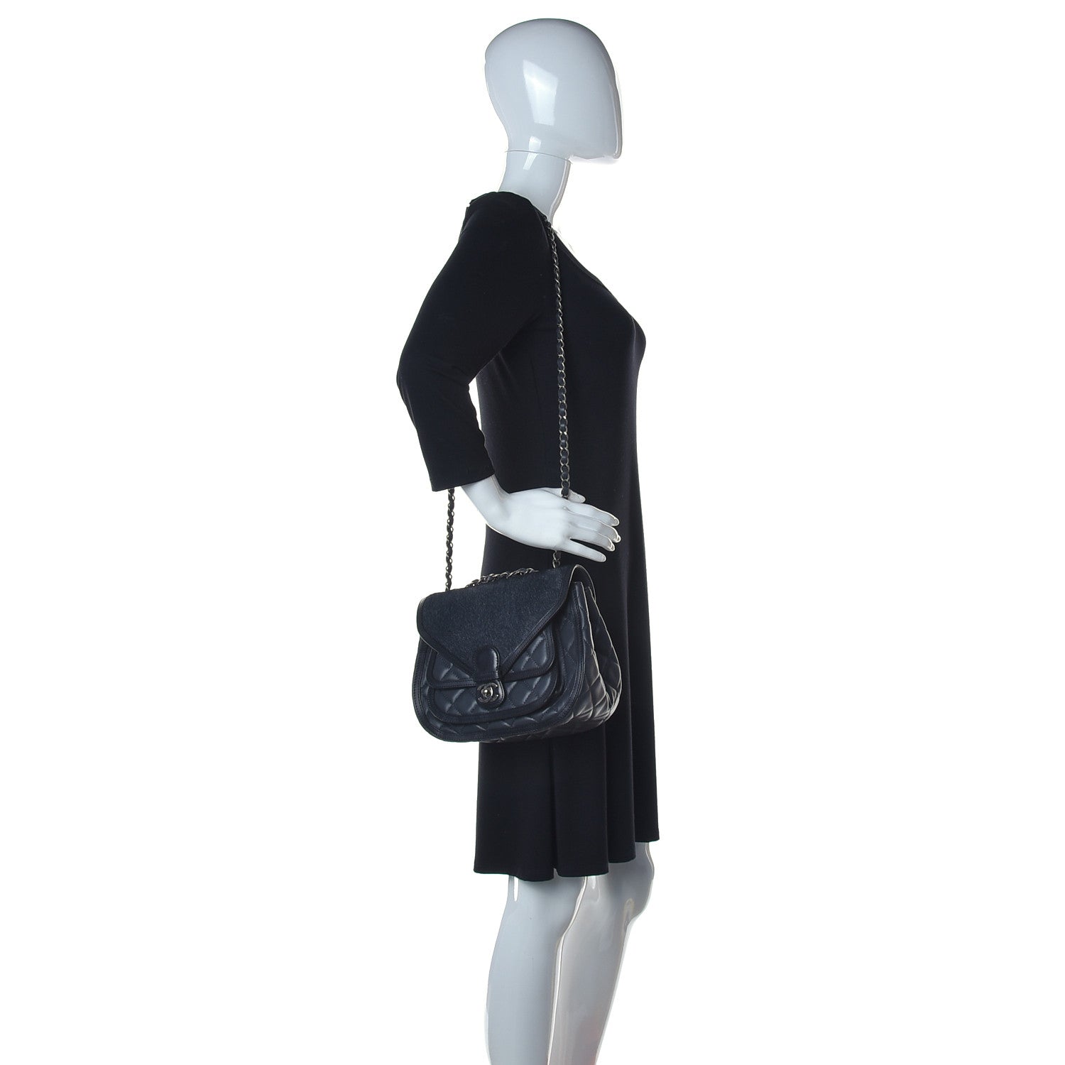 Chanel Lambskin Pony Hair Saddle Bag Black 3 of 10