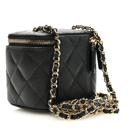 Chanel Caviar Quilted Mini Vanity Case With Chain Black 2 of 11