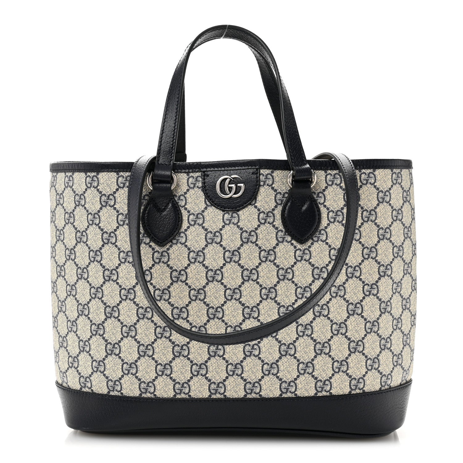 Gucci GG Supreme Monogram Textured Dollar Calfskin Medium Ophidia Shoulder Tote Bag Beige Blue 1 of 11