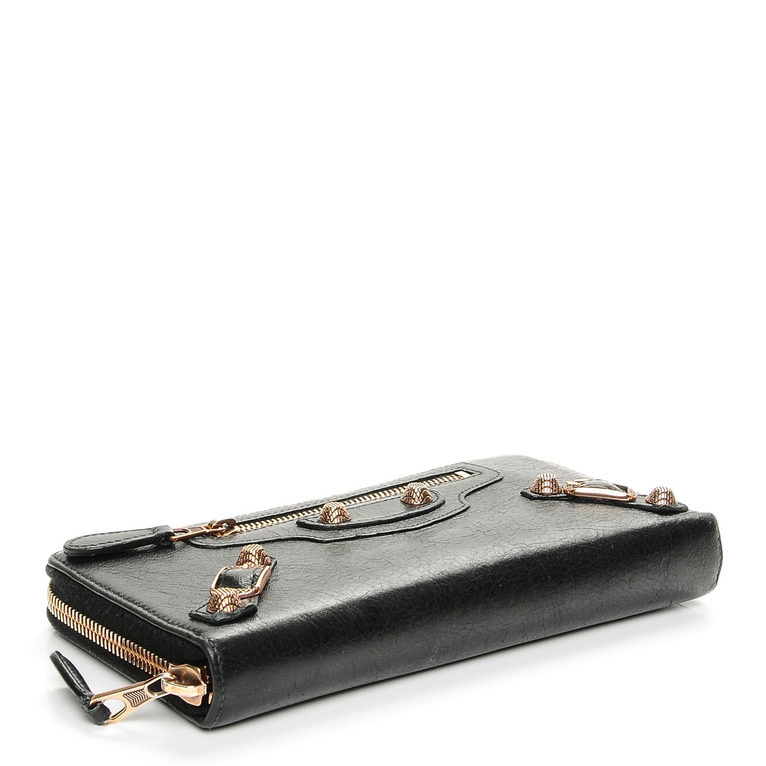 Balenciaga Agneau Giant 12 Rose Gold Hardware Continental Zip Around Wallet Black 4 of 6