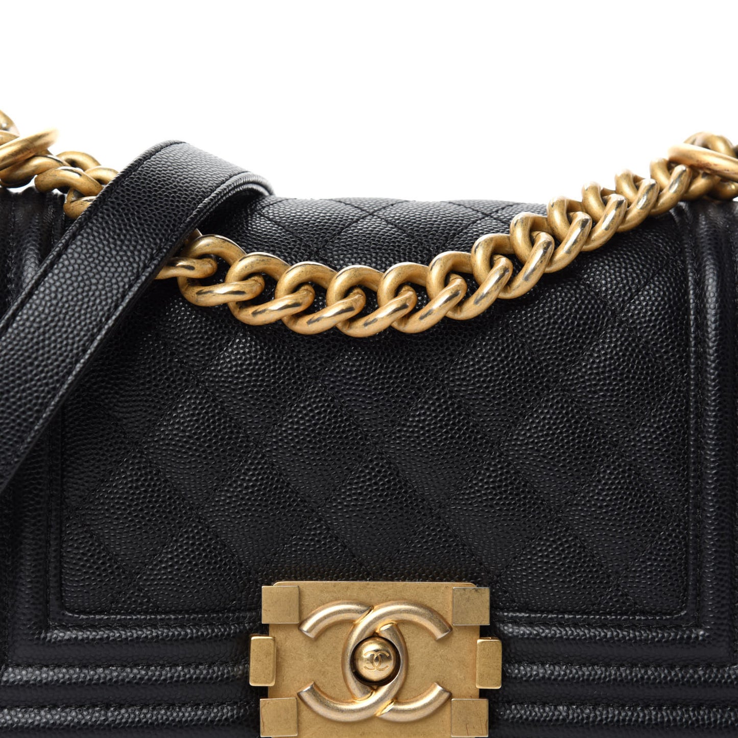 Caviar Quilted Small Boy Flap Black