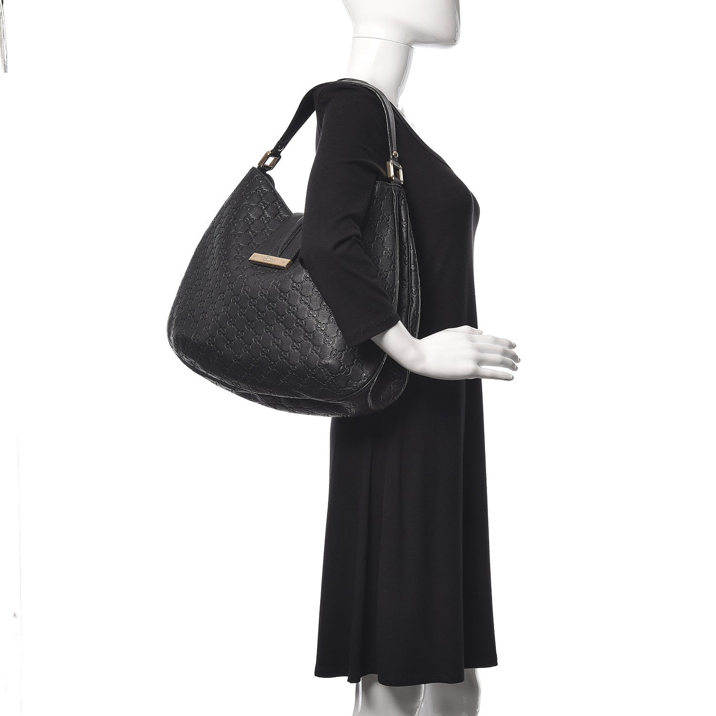 Guccissima Large New Ladies Web Hobo Black