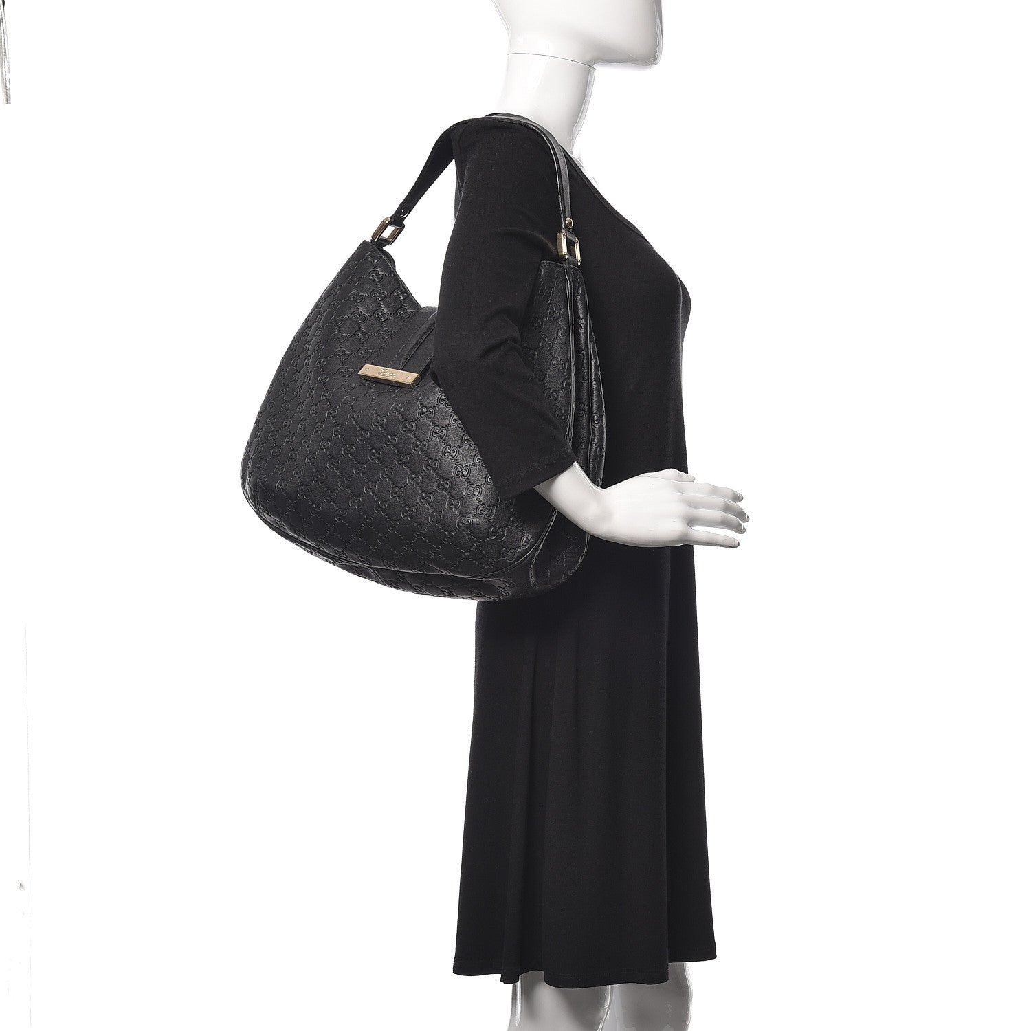 Gucci Guccissima Large New Ladies Web Hobo Black 2 of 15