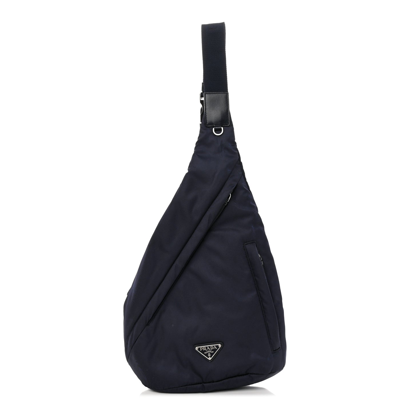 Re-Nylon Vitello Metal Triangle Logo Sling Backpack Bleu