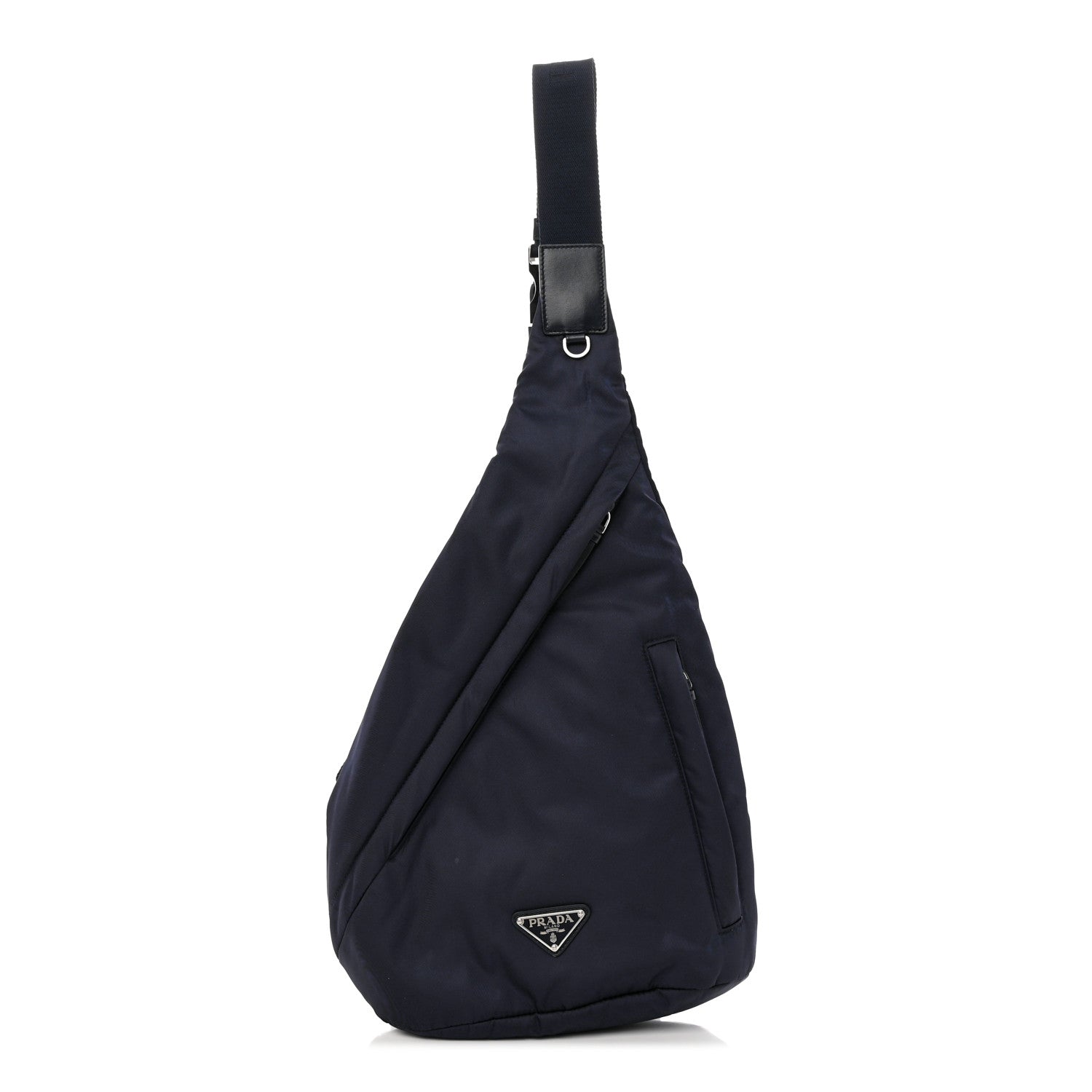 Prada Re-Nylon Vitello Metal Triangle Logo Sling Backpack Bleu 1 of 14