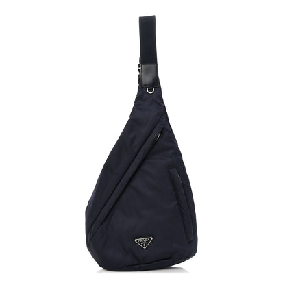 Prada Re-Nylon Vitello Metal Triangle Logo Sling Backpack Bleu 1 of 14
