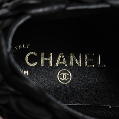 Chanel Calfskin Camellia High Top Sneakers 36 Black 5 of 7