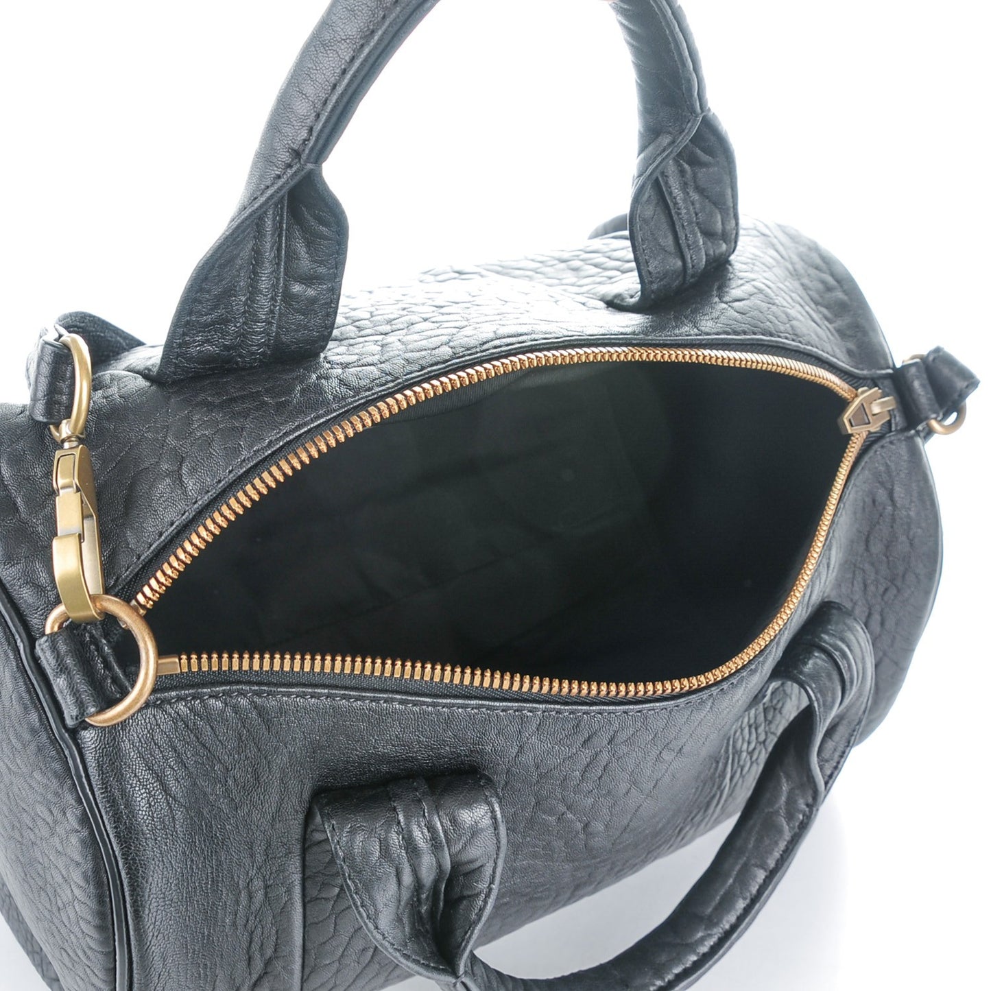 Pebbled Lambskin Rocco Black Antique Brass Hardware