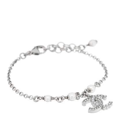 Chanel Crystal Pearl CC Bracelet Silver 1 of 5