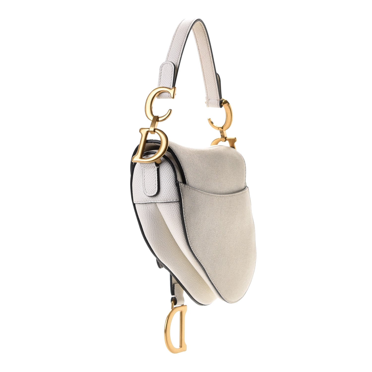 Christian Dior Grained Calfskin Mini Saddle Bag White 3 of 6