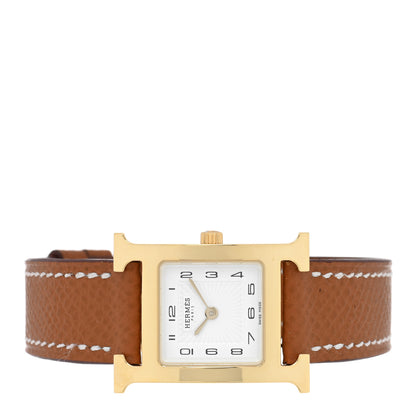 Hermes Stainless Steel Epsom 21mm Heure H Hour Quartz Watch Gold 2 of 5