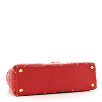 Chanel Calfskin Wild Stitch Tote Red 4 of 15