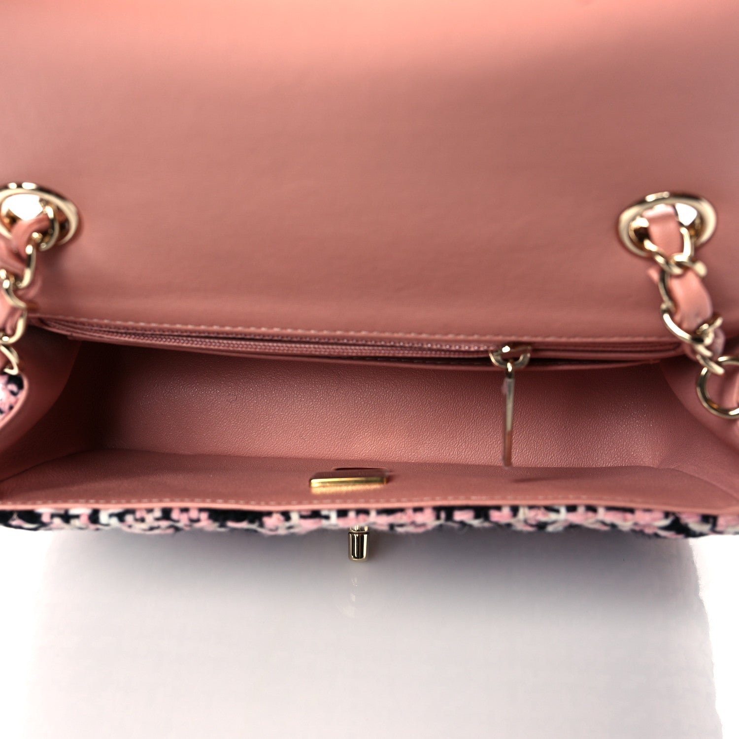 Chanel Tweed Quilted Mini Rectangular Flap Pink Black White 5 of 10