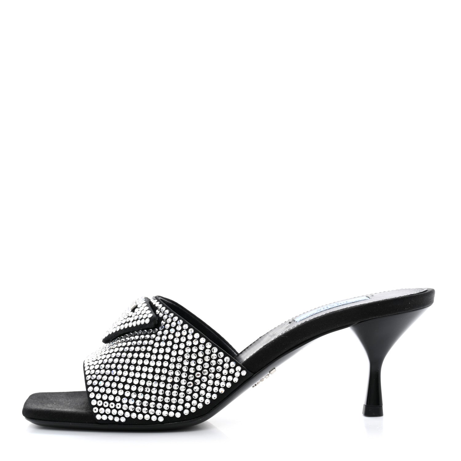 Prada Satin Crystal Logo 65mm Slide Sandals 38.5 Cristal 1 of 10