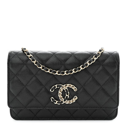 Chanel Caviar Quilted French New Wave Chain CC Wallet On Chain WOC Black 1 of 13