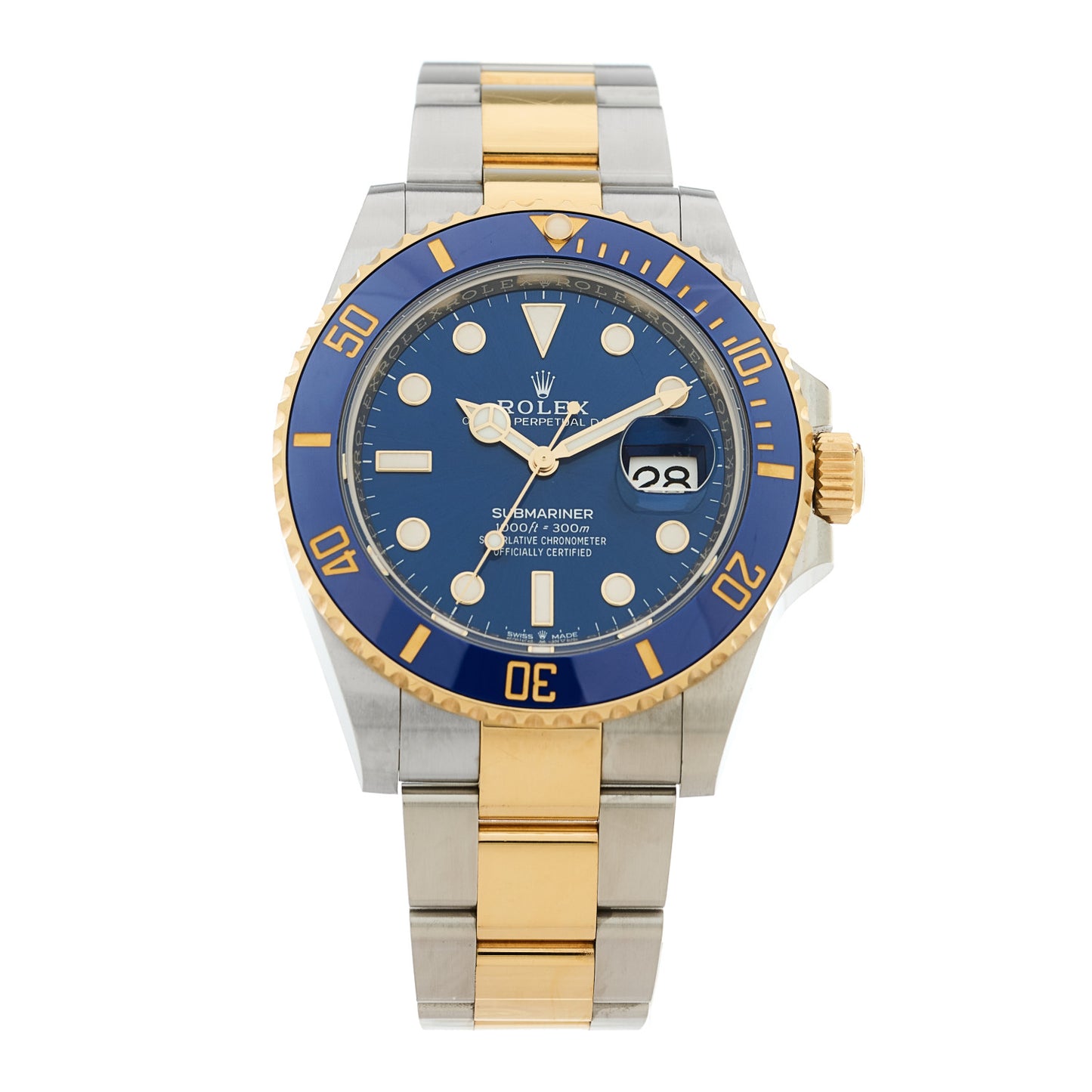Stainless Steel 18K Yellow Gold 41mm Submariner Date Watch Royal Blue 126613LB