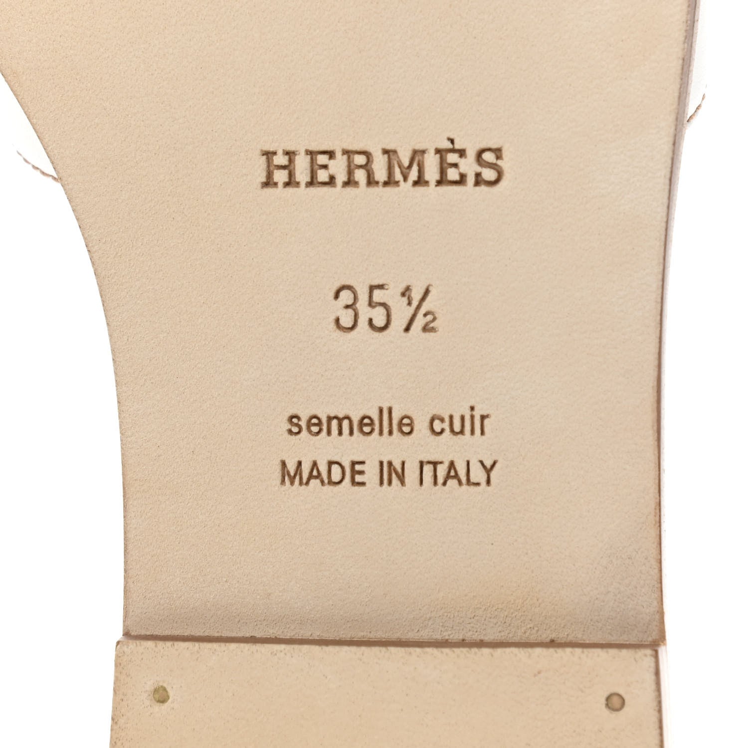 Hermes Box Calfskin Oran Sandals 35.5 White 6 of 10