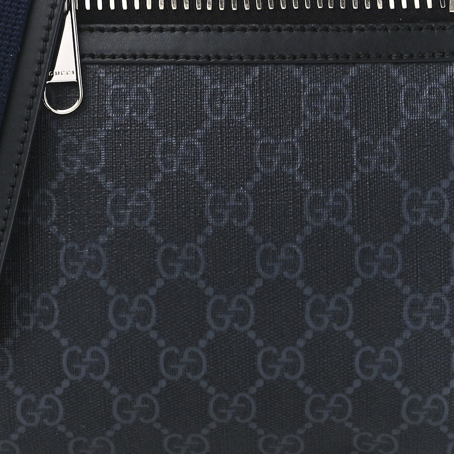 Gucci GG Supreme Monogram Web Small Flat Messenger Bag Black Grey 9 of 12