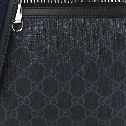 Gucci GG Supreme Monogram Web Small Flat Messenger Bag Black Grey 9 of 12