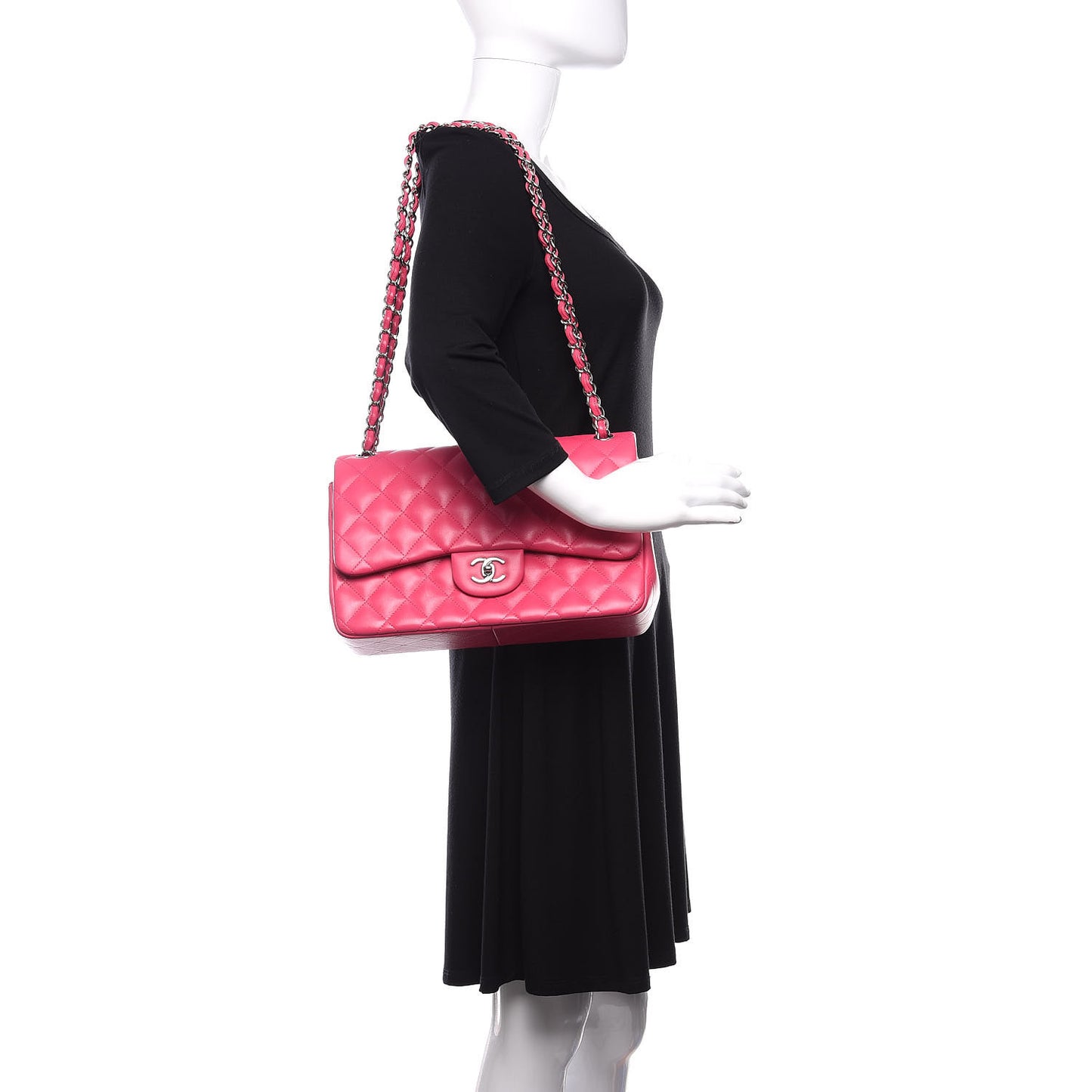 Lambskin Quilted Jumbo Double Flap Dark Pink