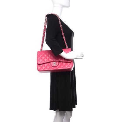 Chanel Lambskin Quilted Jumbo Double Flap Dark Pink 2 of 13