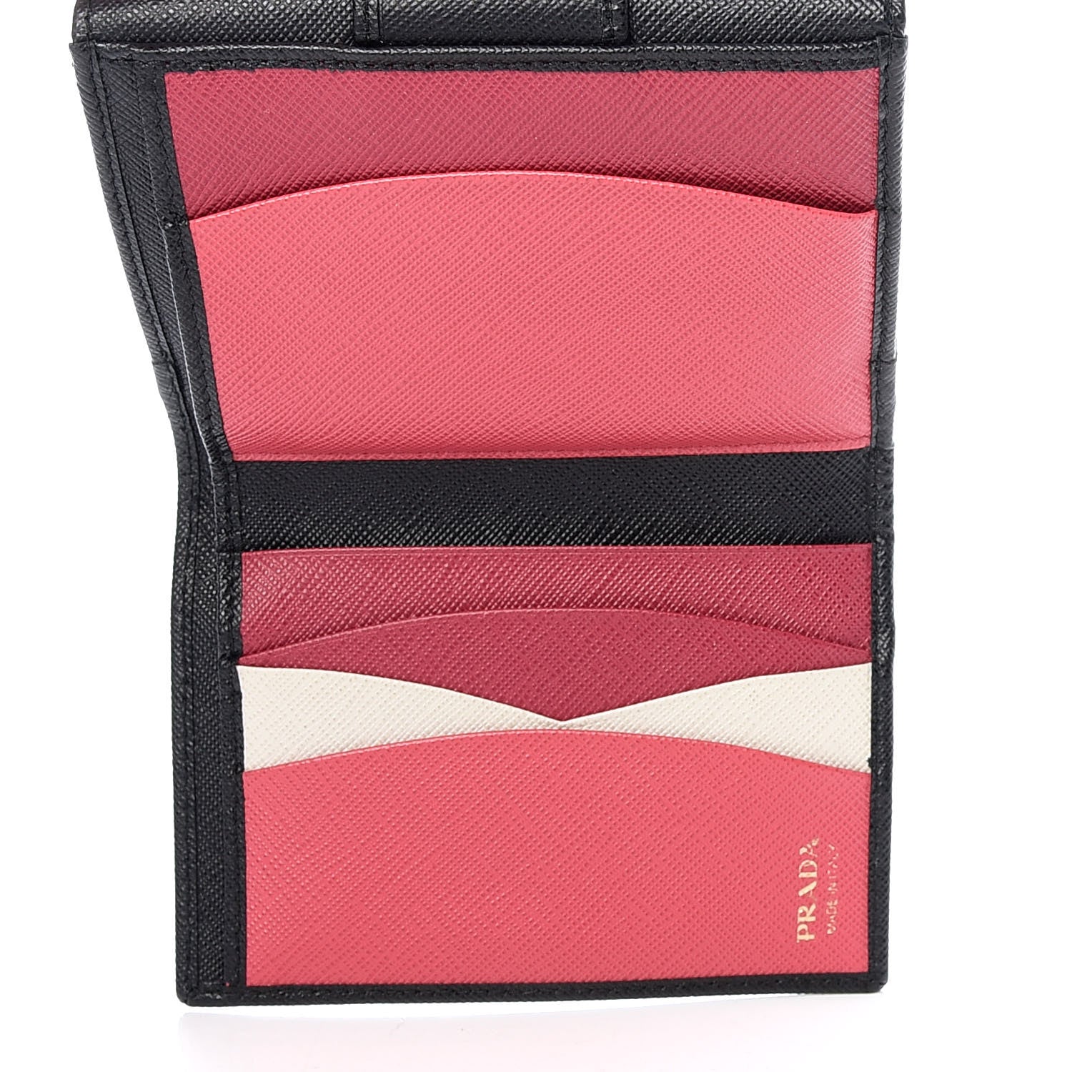 Prada Saffiano Multicolor Compact Flap Wallet Black Ibisco 5 of 8