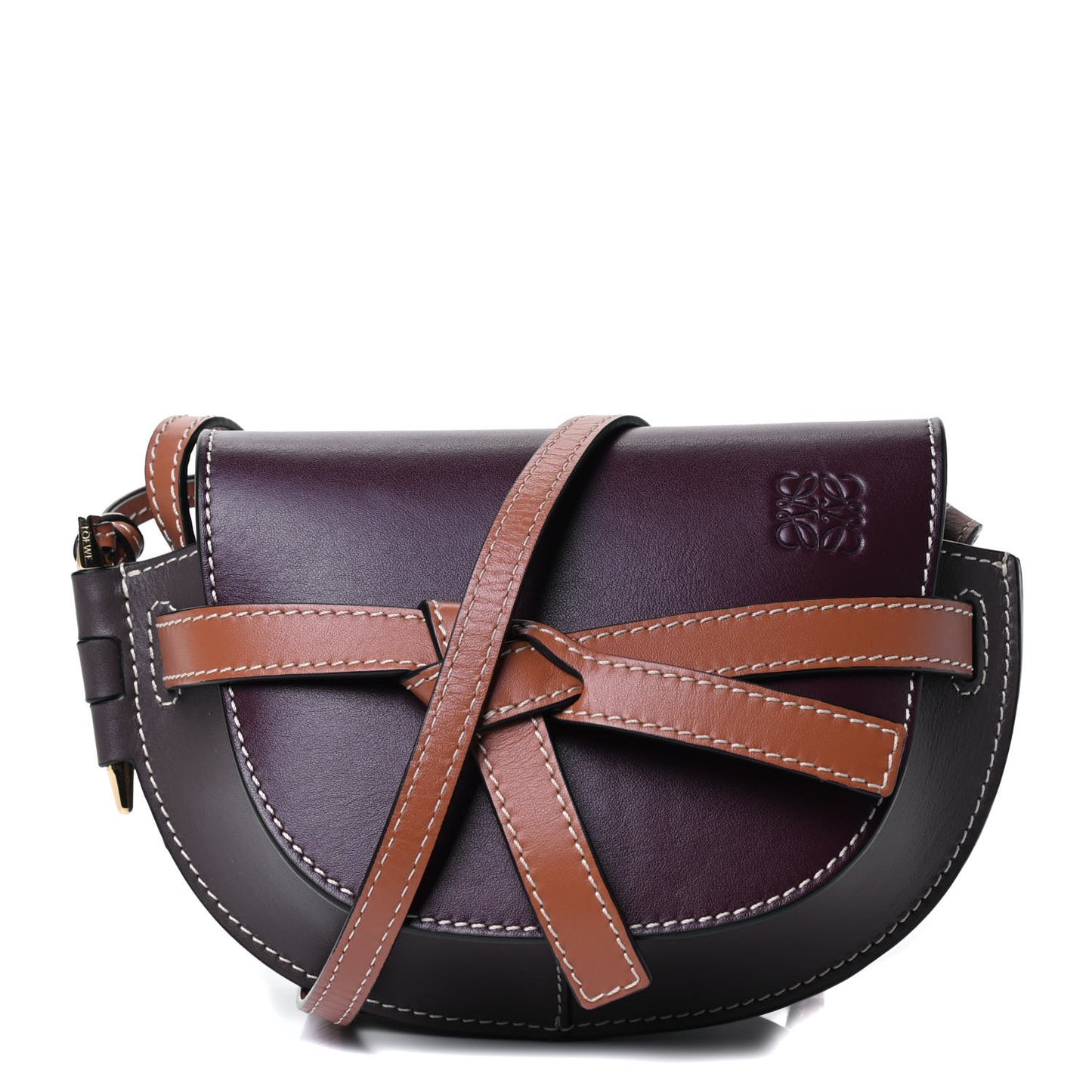 Calfskin Mini Gate Crossbody Bag Oxblood Tan Taupe