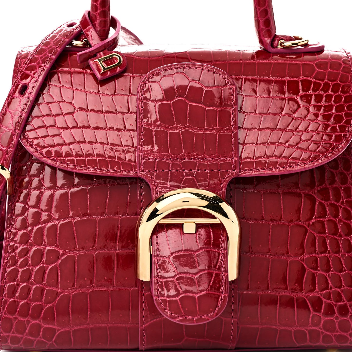 Crocodile Mini Brillant Satchel Pink