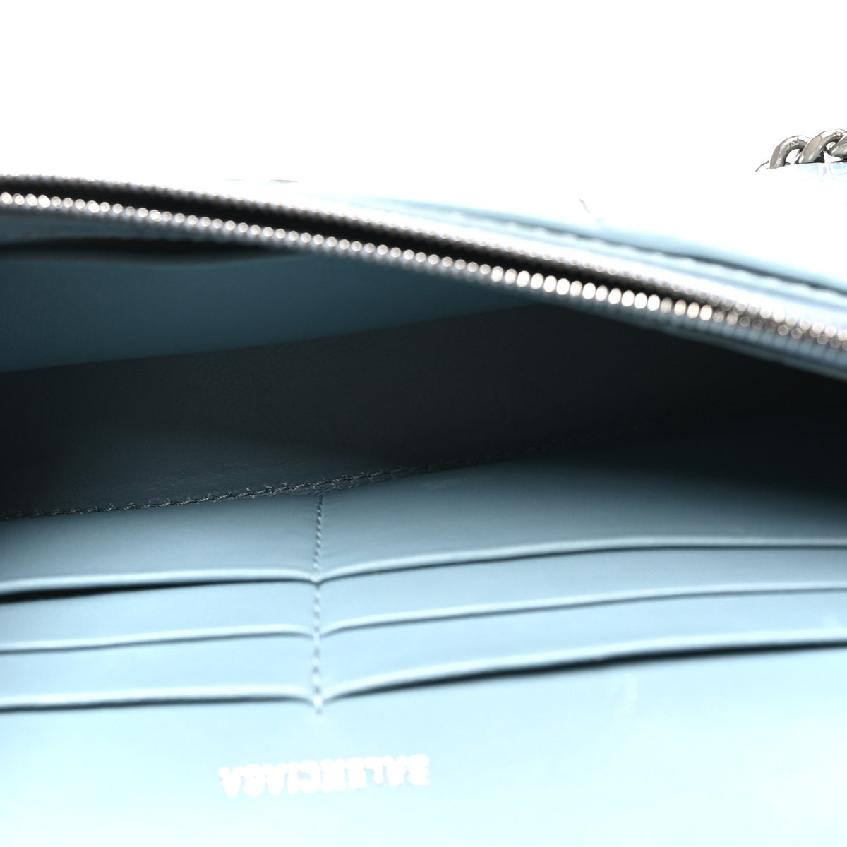 Shiny Calfskin Crocodile Embossed Hourglass Chain Bag Blue Grey