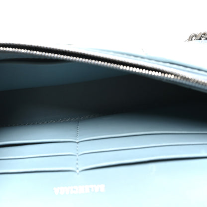 Balenciaga Shiny Calfskin Crocodile Embossed Hourglass Chain Bag Blue Grey 5 of 9