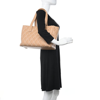 Chanel Calfskin Wild Stitch Medium Tote Beige 2 of 13