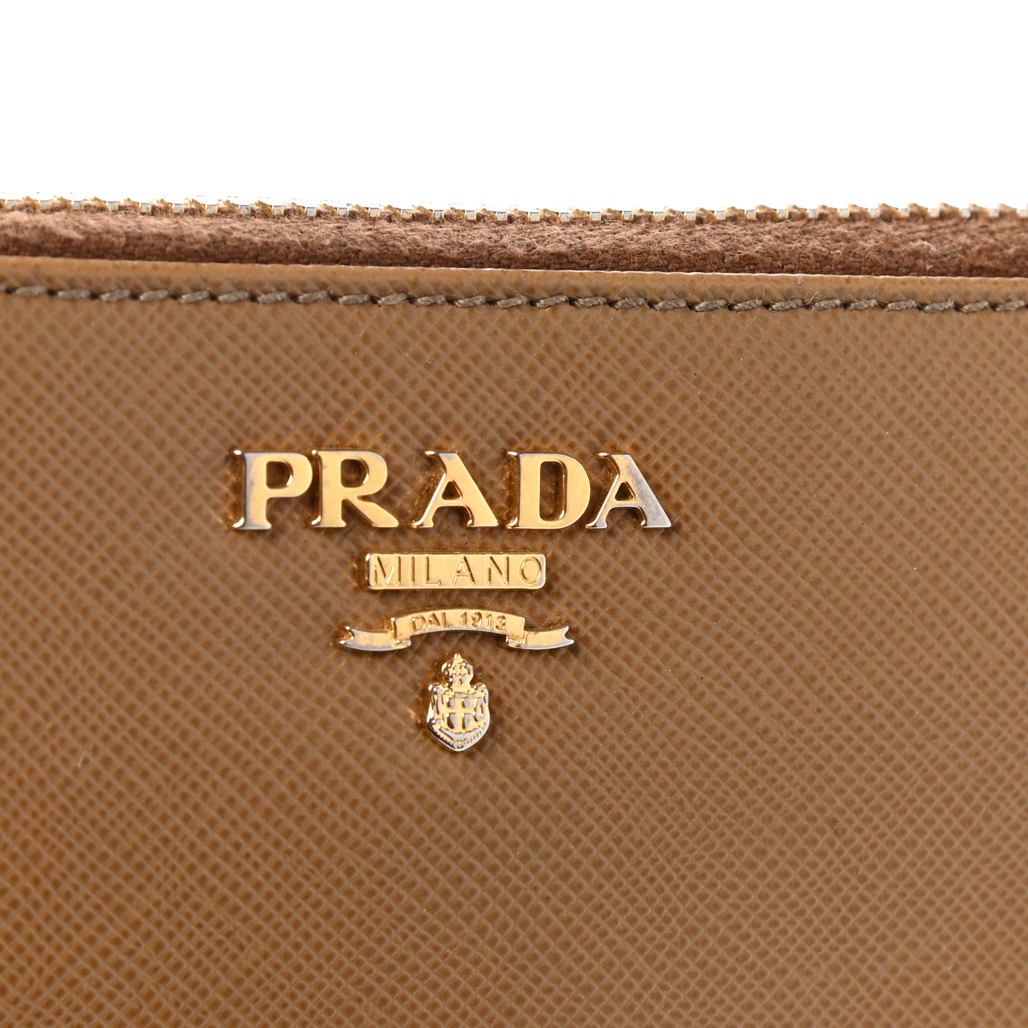 Prada Saffiano Metal Zip Around Wallet Caramel 9 of 11